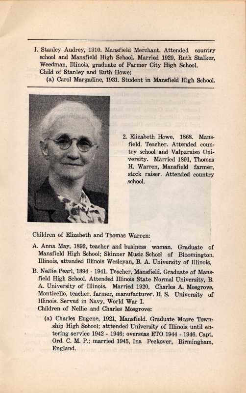 Howe Family History 10 - Elizabeth Howe Warren